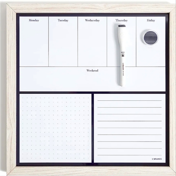 rU Brands Rustic Weekly Dry Erase Planner Board, 14 x 14 Inches, Office … - Picture 1 of 5